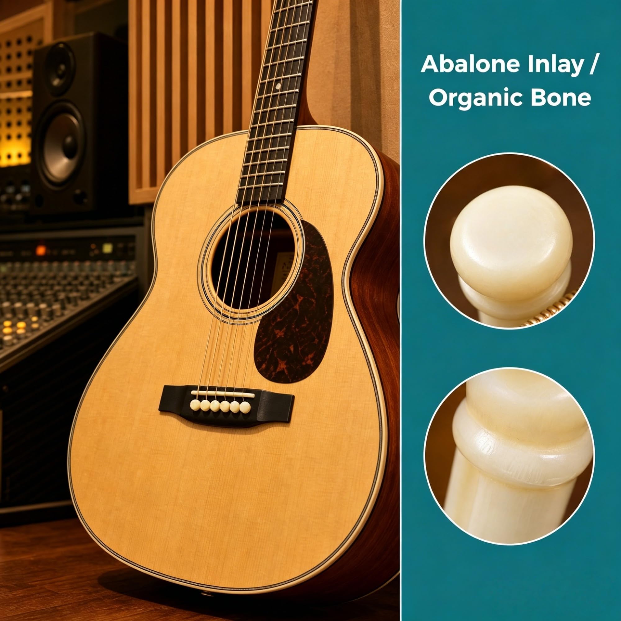 Miwayer Guitar Bone Bridge Pins Real Bone Unbleached Vintage Style Replacement Parts for 6 & 12 String Acoustic Guitar (Unbleached Pure Bone)