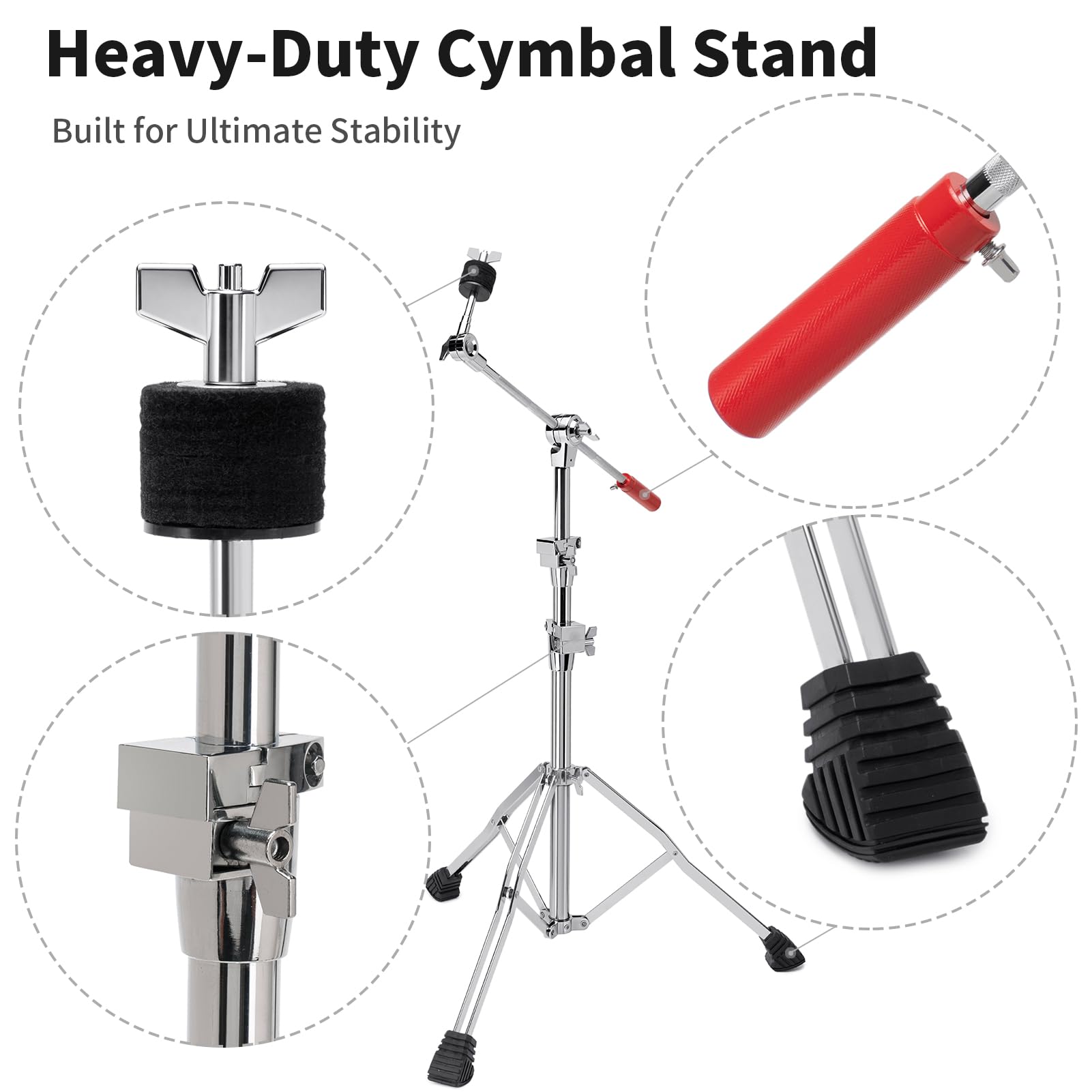 Seteol Heavy Duty Boom/Straight 2-in-1 Convertible Cymbal Stand