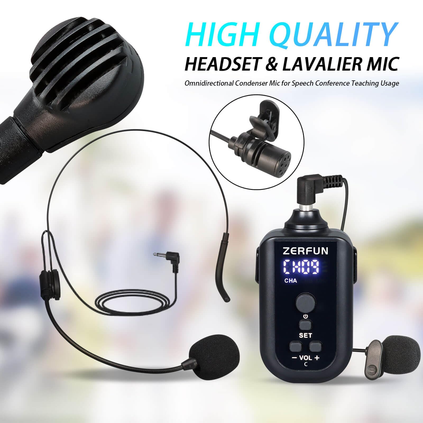 ZERFUN 4 Channel Rechargeable Wireless Microphone System (G8)