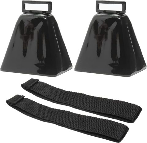 Bevin Bells Long Distance Cow Bells 10LD (Black) | Made from Steel | Loud Noise Makers | w/Black Strap Around The Handle | Made in USA