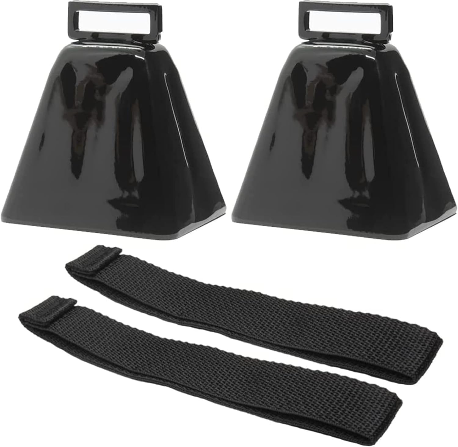 Bevin Bells Long Distance Cow Bells 10LD (Black) | Made from Steel | Loud Noise Makers | w/Black Strap Around The Handle | Made in USA