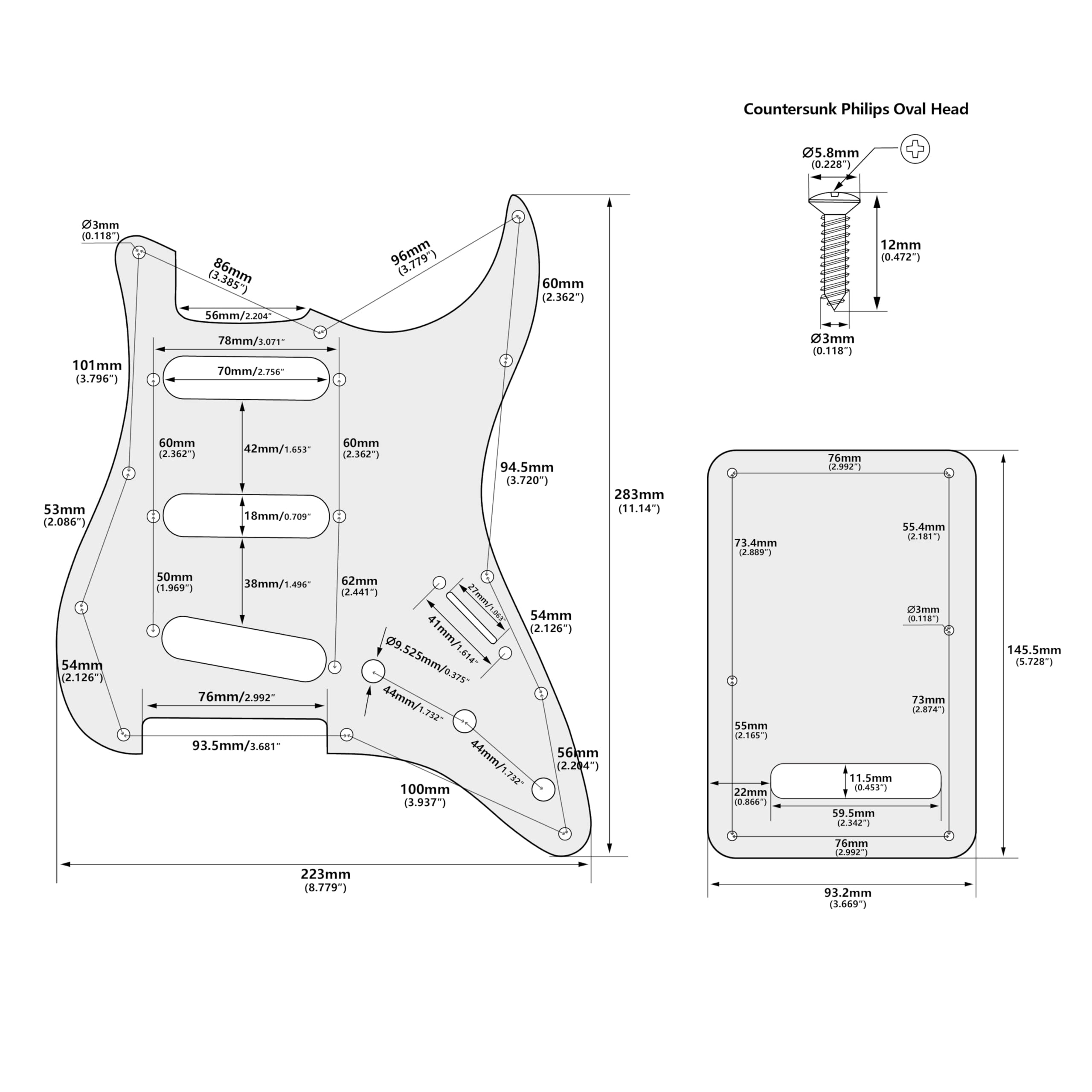 Banworks 1-Ply Electric Guitar SSS Pickguard & Backplate Tremolo Cover Set