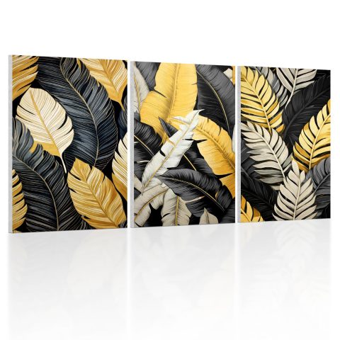 UMIACOUSTICS 3 Pcs 0.7Inch Thick Art Acoustic Panels, Decorative Acoustical Wall Panels, Sound Absorbing Art Panels for Home, Office, Hotel, Gilded-Vein
