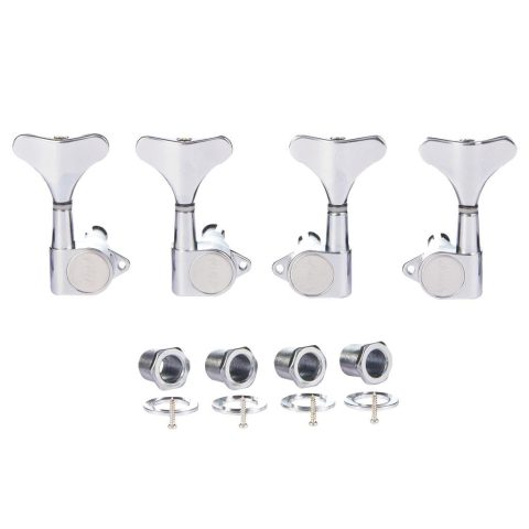 KAISH 4 String 2R2L 18:1 Sealed Bass Tuners Bass Guitar Tuning Keys Tuning Machine Heads for Ibanez/Yamaha Style Acoustic/Electric Bass Chrome