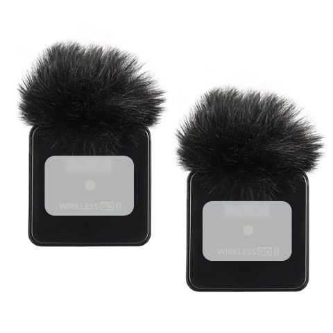Premium Furry Windscreen Windshield Dead-cat for Rode Wireless Go Microphones (2PCs-Black, Rode Wireless Go II)
