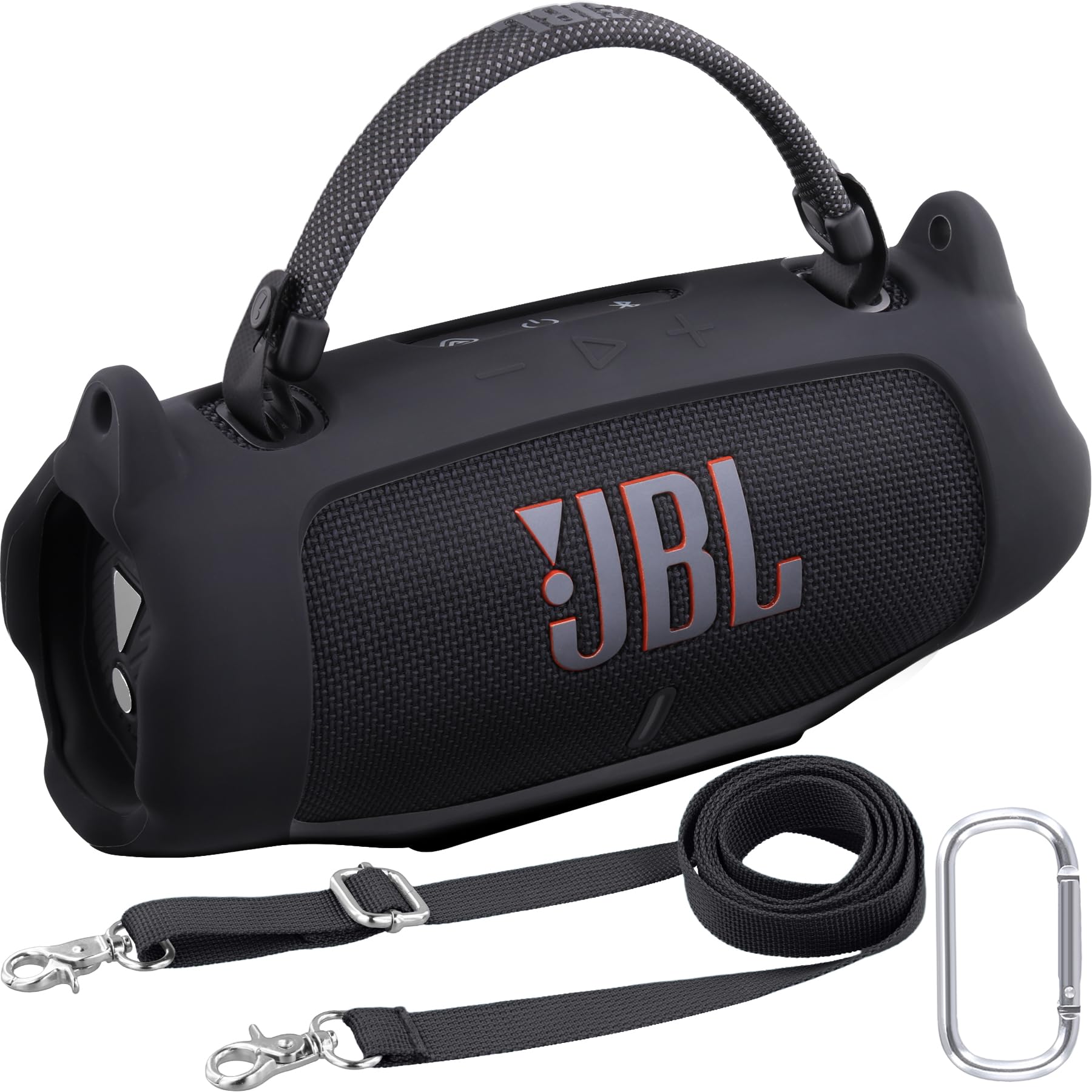 khanka Silicone Case for JBL Charge 6 Waterproof Speaker+Shoulder Strap,Red