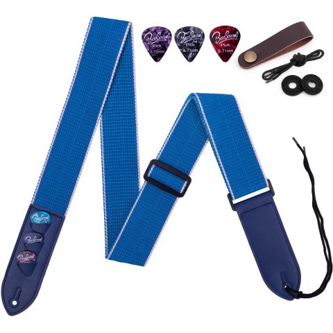 BestSounds Guitar Strap- Acoustic Electric Starp Bass Guitar Strap with Leather Neck Strap,3 Picks & 2 Button Blocks