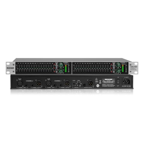 MIZISNR Stereo Graphic Equalizer 15-Band EQ for Home Audio System, Rack Mount Dual Channel Pro DJ Equalizer with Subwoofer Output, Noise Reduction (EQX-215S)