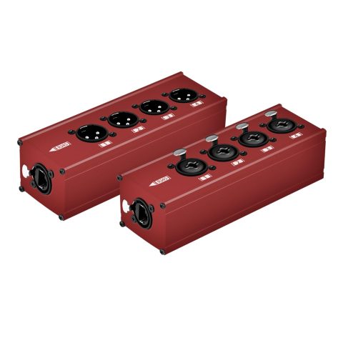 HOZIBING 4-Channel 3-Pin Multi Network Audio Extender, 6.35mm TRS & Male to RJ45 Ethercon for Stage Light Recording Studio (Red, XLR M – XLR F)