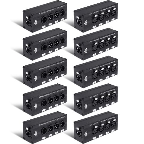 Copkim 10 Pack 4 Channel 3 Pin Multi Network XLR Cable 3 Pin XLR Male and Female Over RJ45 Ethercon Cable Multi Extender for Stage Lighting and Home Recording Studio Compatible