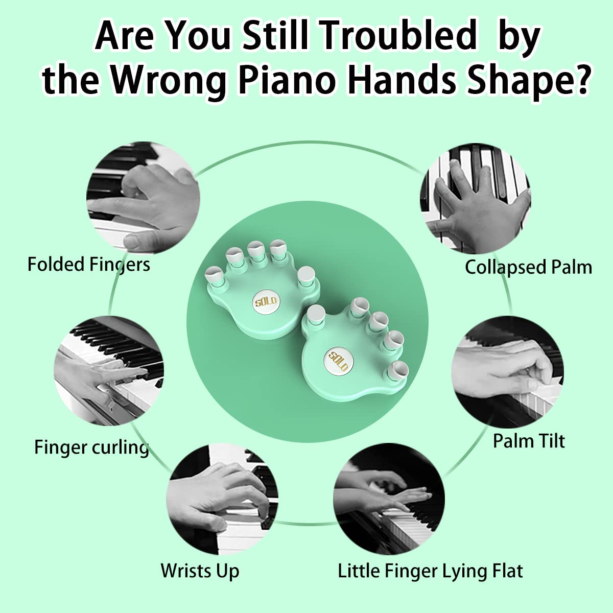 Moreup Piano Finger Trainers, Hand Grip Exerciser Ergonomic Training Finger Pressing Posture Correction Tool for Guitar Piano Trigger Finger Training Arthritis Therapy and Grip 2PCS/Set