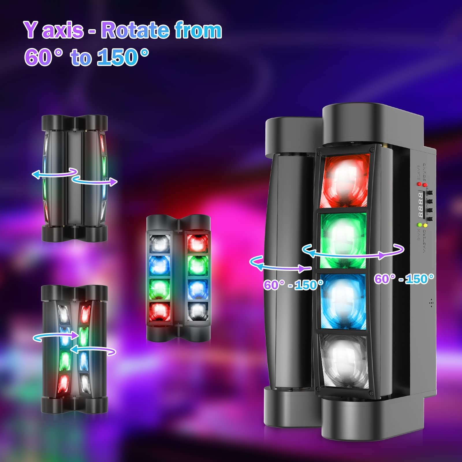 Betopper 8x3W Spider Moving Head DJ Light,RGBW Stage Disco Light-1 Pack