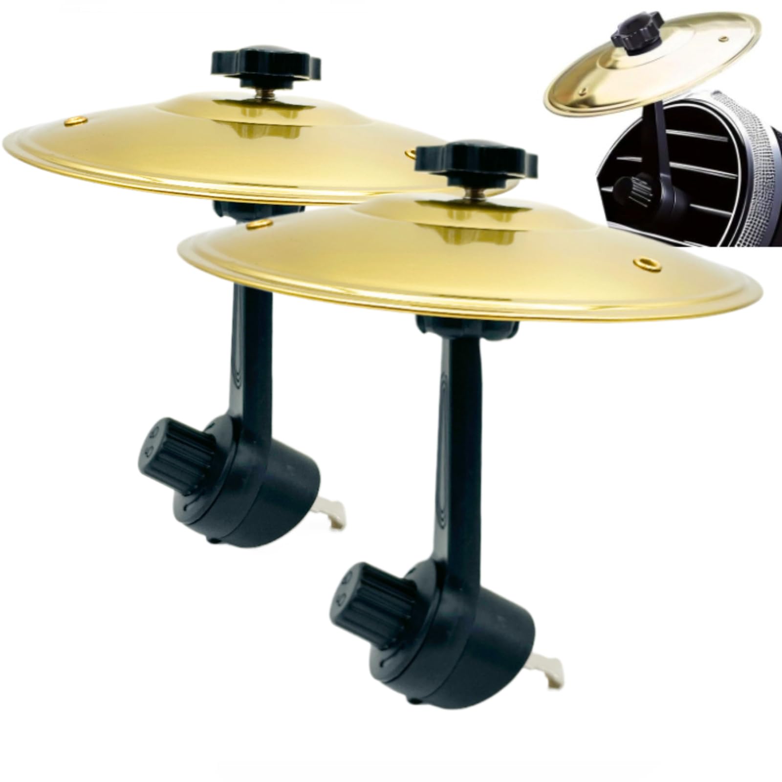 YOYODOGS Car Crash Cymbal Air Vent,Car Symbol Mini Drum for Music Lovers,Fun Music Gadget for Drivers,Compact Durable Accessory Drummers Gifts for All Types of Vehicles(Gold-2PCS)
