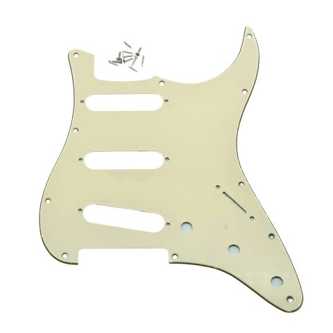 Dopro 11 Hole Vintage 62 Strat ST SSS Single Coil Pickups Guitar Pickguard Scratch Plate with Screws for American FD 62 Stratocaster Aged White 3 Ply