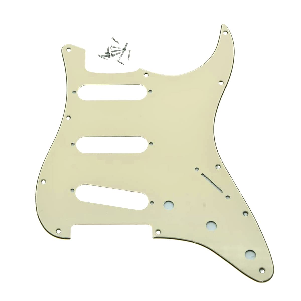 Dopro 11 Hole Vintage 62 Strat ST SSS Single Coil Pickups Guitar Pickguard Scratch Plate with Screws for American FD 62 Stratocaster Aged White 3 Ply