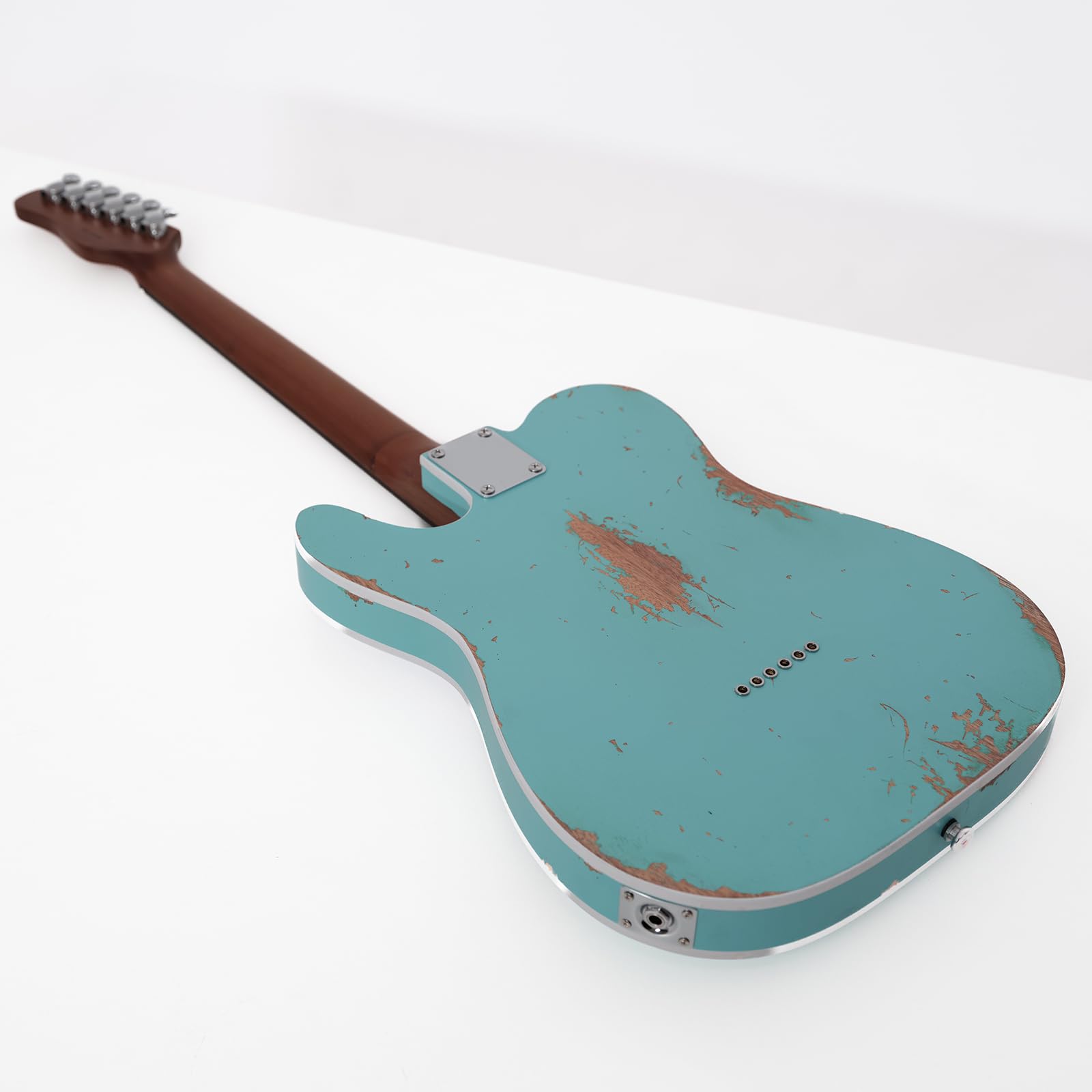 KGD Relic electric guitar mahogany body carbonized maple neck rosewood fretboard 6-string solidbody electric guitar S-S pickupsbrass barrel saddle bridge (Seafoam)