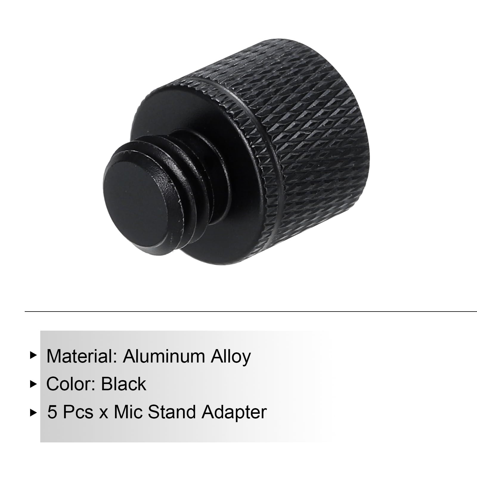 MECCANIXITY 5Pcs Mic Stand Adapter 1/4 Female to M10 Male Thread Screw Adapter Aluminum Alloy for Microphone Tripod Stand Mount, Black