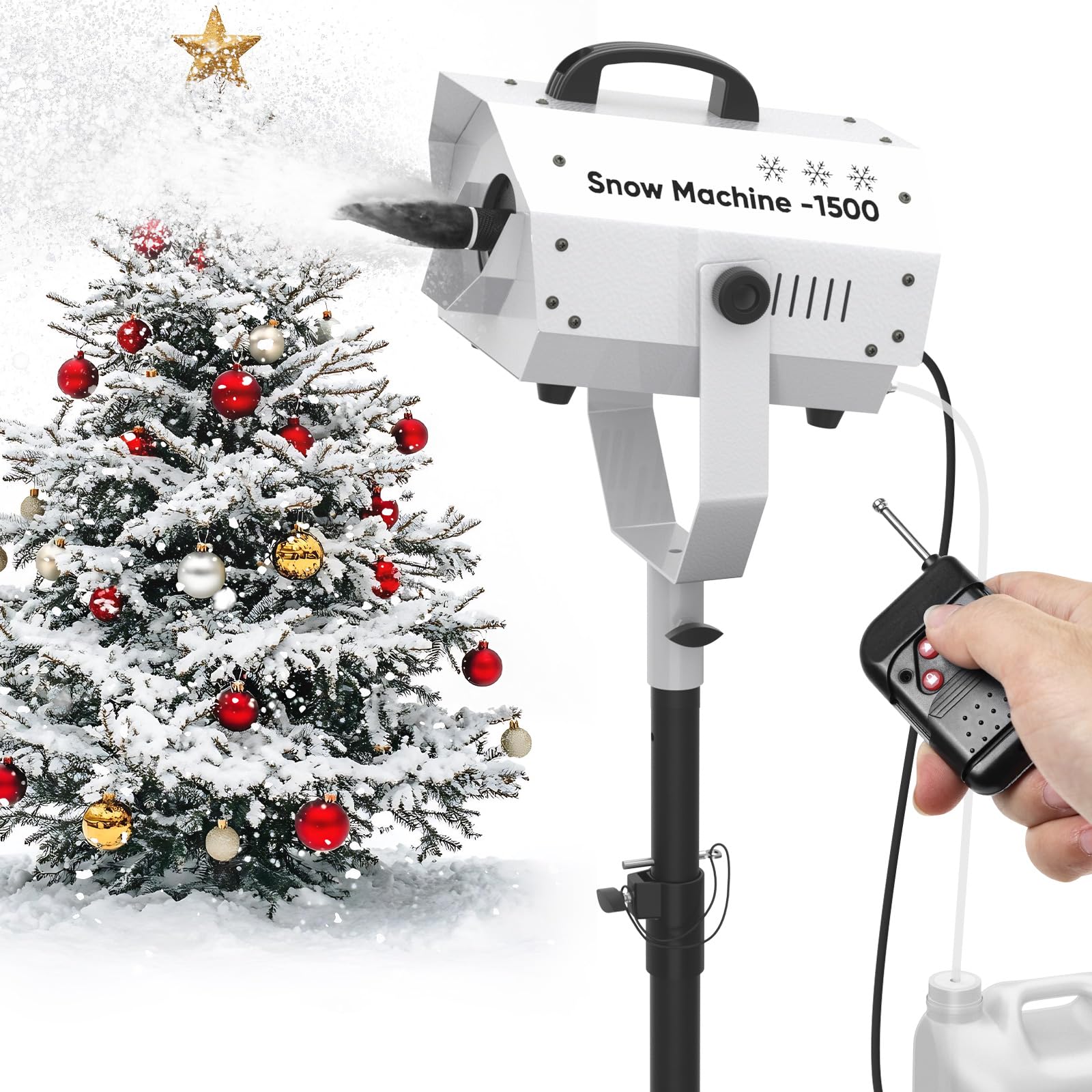 Snow Machine for Party, 1500W Outdoor Snow Maker With LED Remote Control