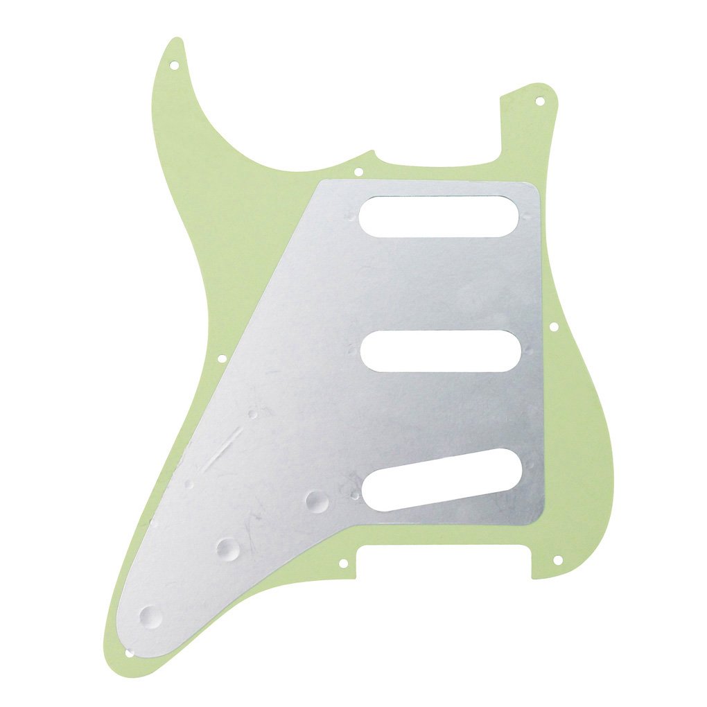 FLEOR SSS 8 Hole Vintage ST Pickguard Guitar Back Plate with Screw for Vintage ST Style Guitar Parts, 3Ply Mint Green
