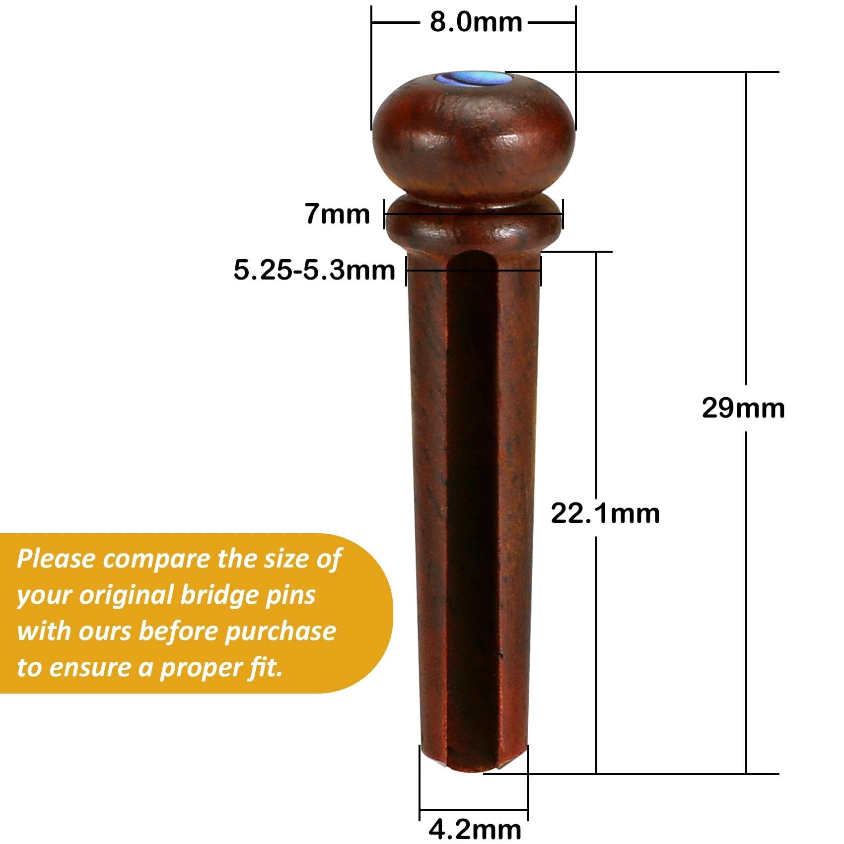 Rosewood Acoustic Guitar Bridge Pins and Bone Bridge Saddle and Nut Set