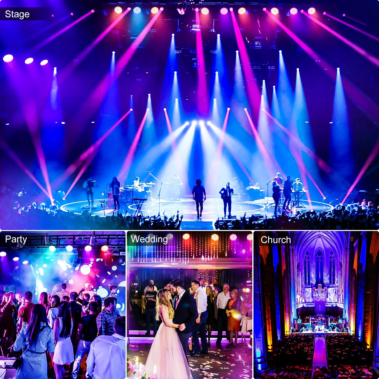 Betopper 54 * 4W LED Stage Light,4 in 1 RGBW High CRI DJ Par Lights-4 Packs
