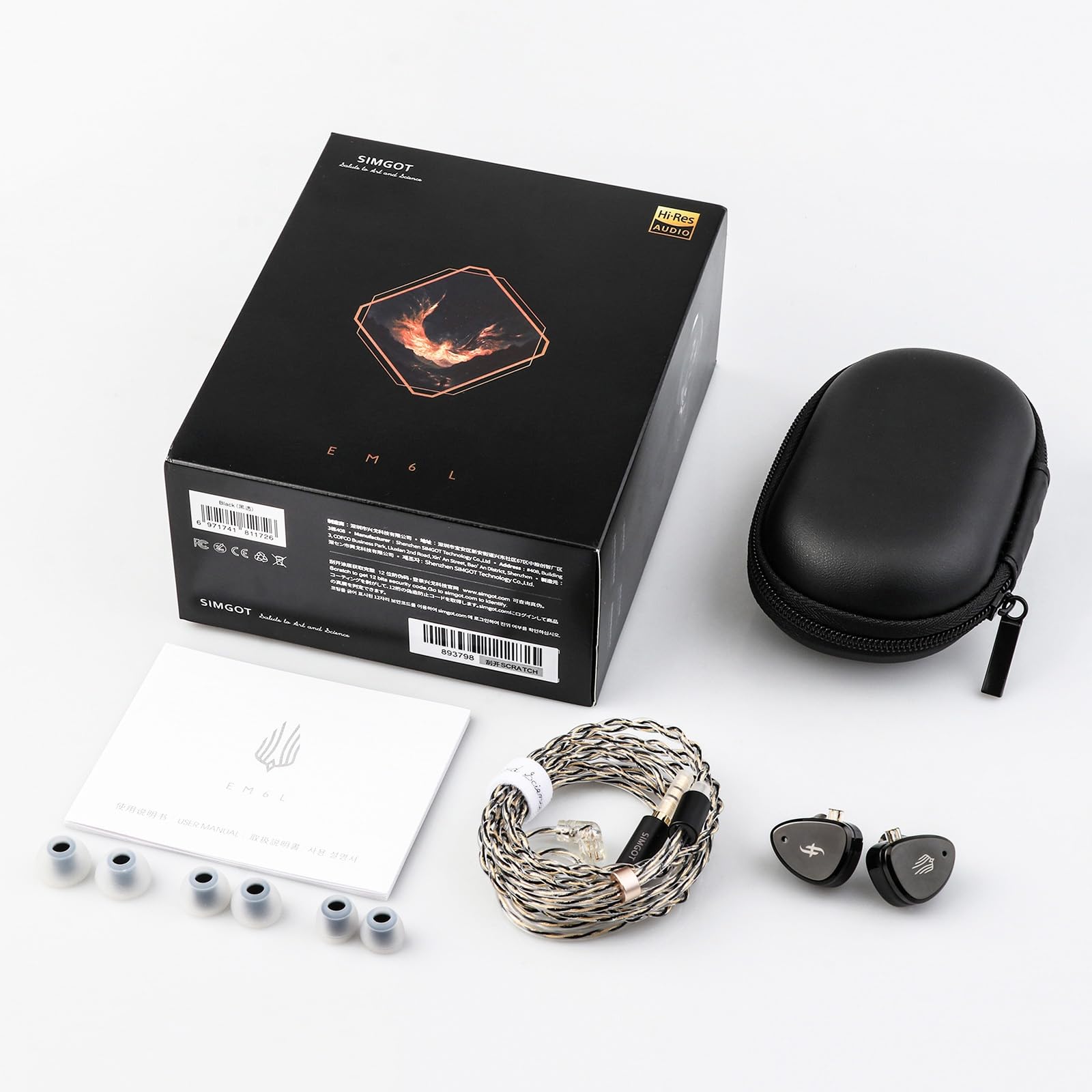 SIMGOT EM6L 1DD + 4BA Hybrid Driver In Ear Monitor Wired HiFi IEM Earphones