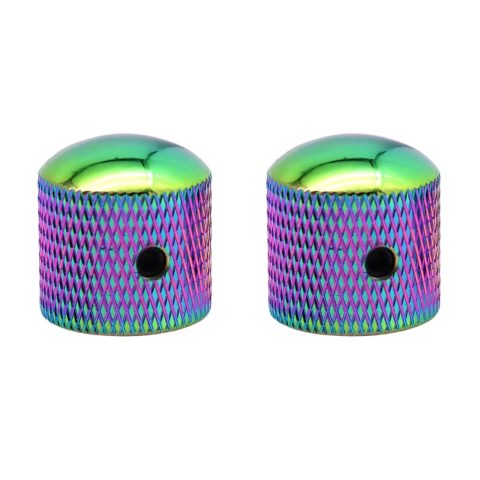 XIYANGJUAN 2Pcs Metal Electric Bass Guitar Knobs Rainbow Volume Tone Speed Control 6mm Solid Dome Knob for Telecaster Tele Precion Bass Guitar Accessories (Multicolor)