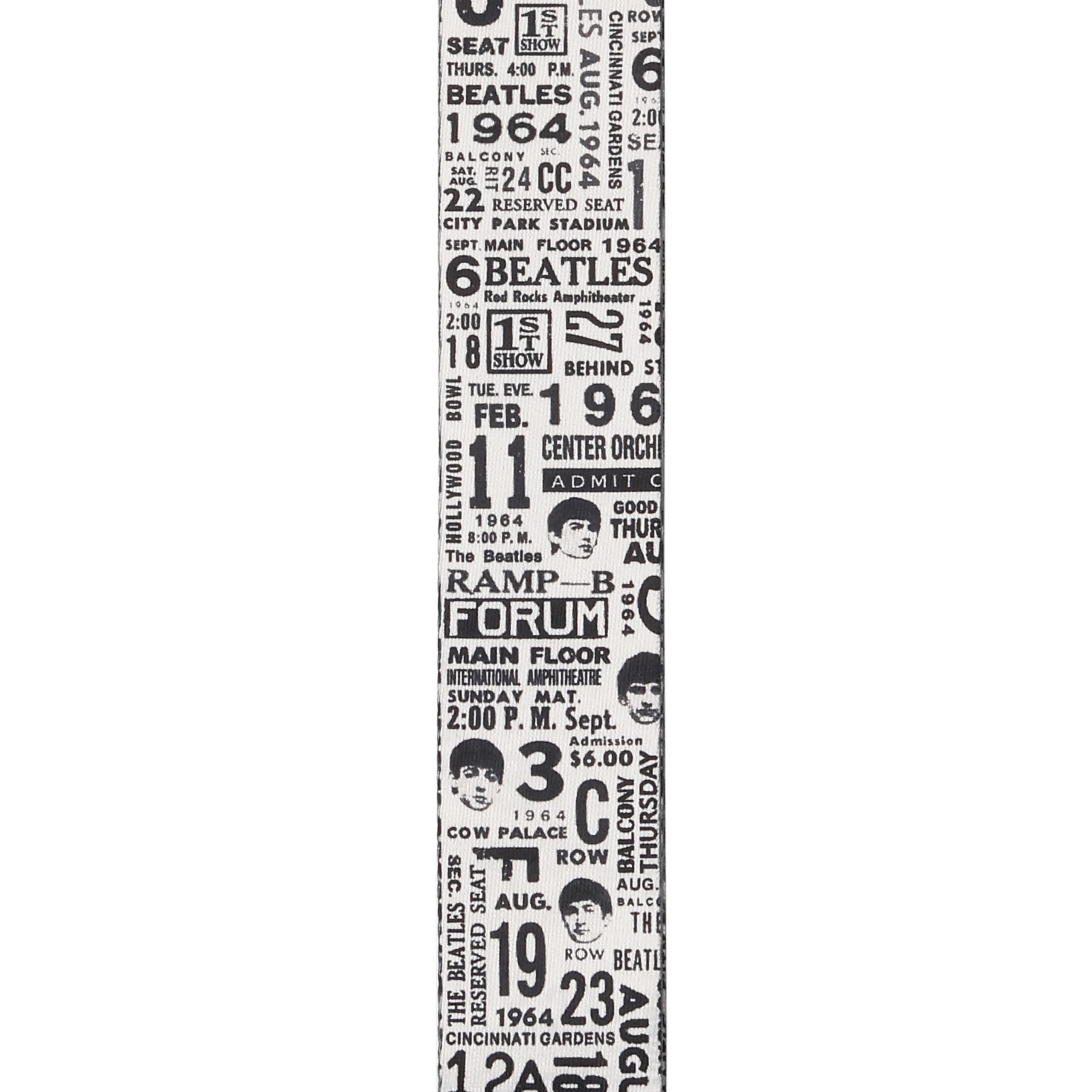 D’Addario 50BTL13 Beatles Guitar Strap, Ticket Stubs 1964, Polyester