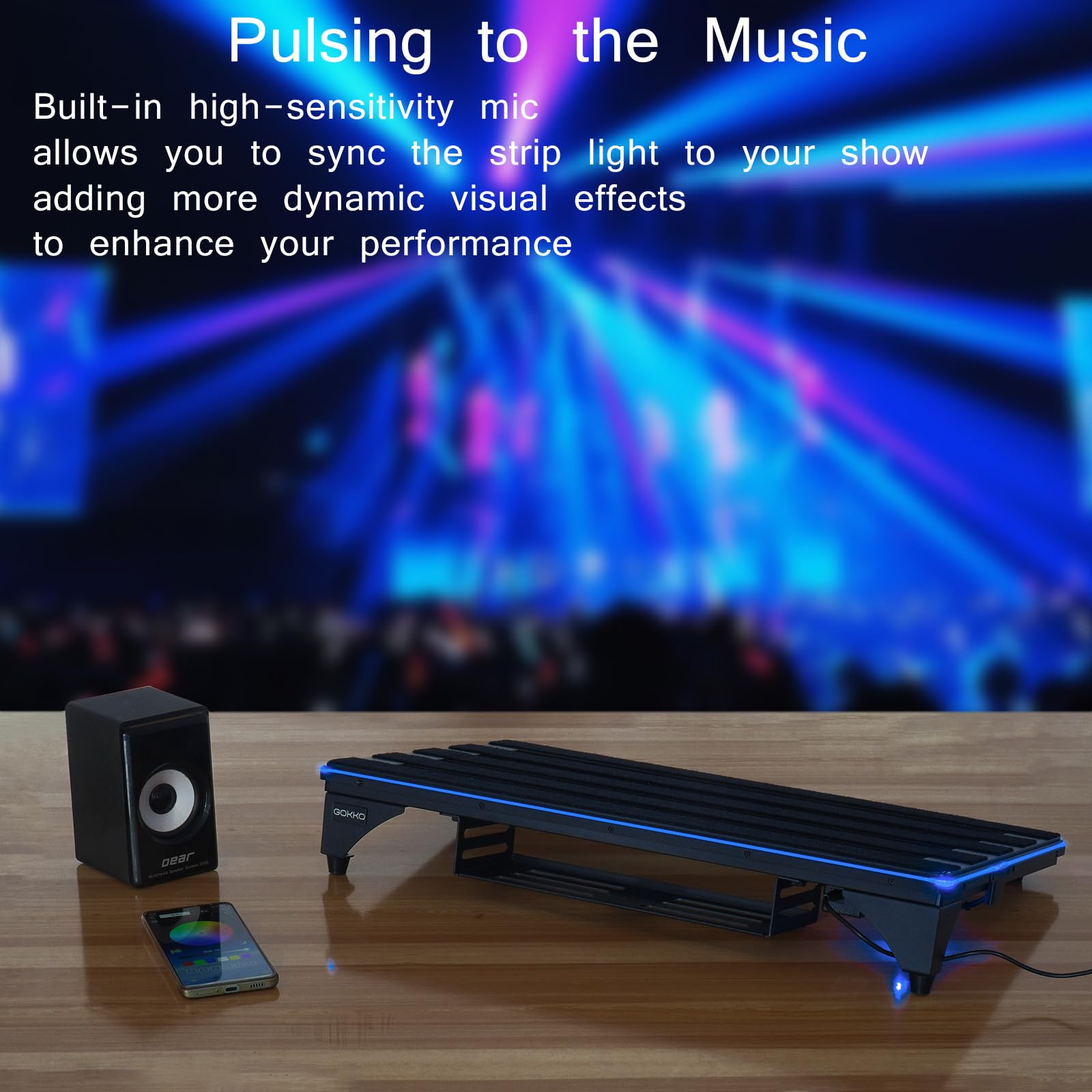GOKKO Guitar Pedal Board with Dynamic Light Effects 22″ x 12.6″