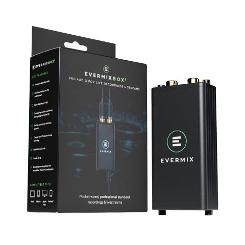 Evermix Box 5 DJ Audio Interface – Record and Livestream DJ Sets in High Quality, iOS and Android Compatible, Black