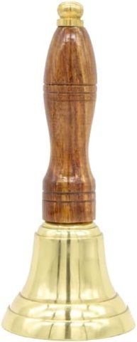 Engravable Solid Brass School Bell and Teacher Handbell (Small, Engraved)