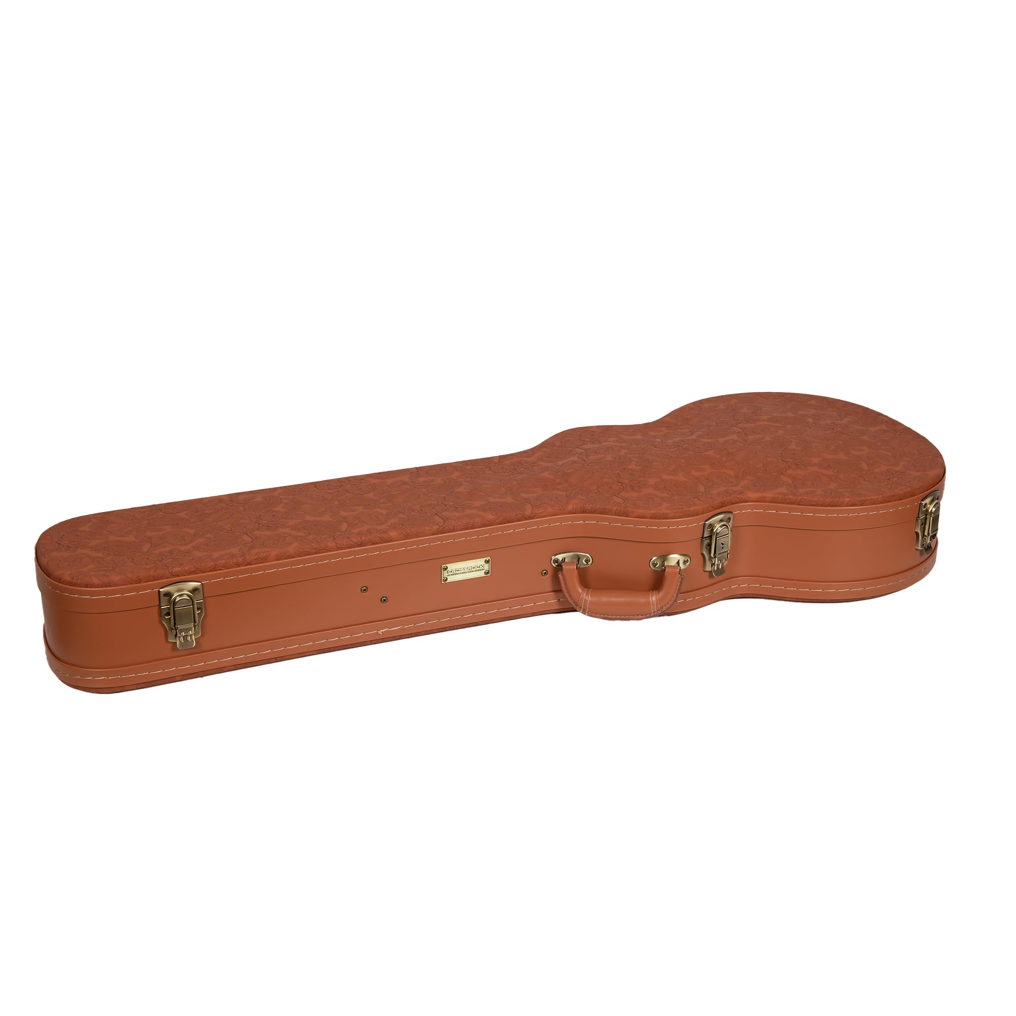 Crossrock Relief Series Les Paul Guitar Case for Single-Cut Electric Guitars | Carved Red Wood Finish, Ivory Plush Interior, Lock – Premium Wooden Hardshell