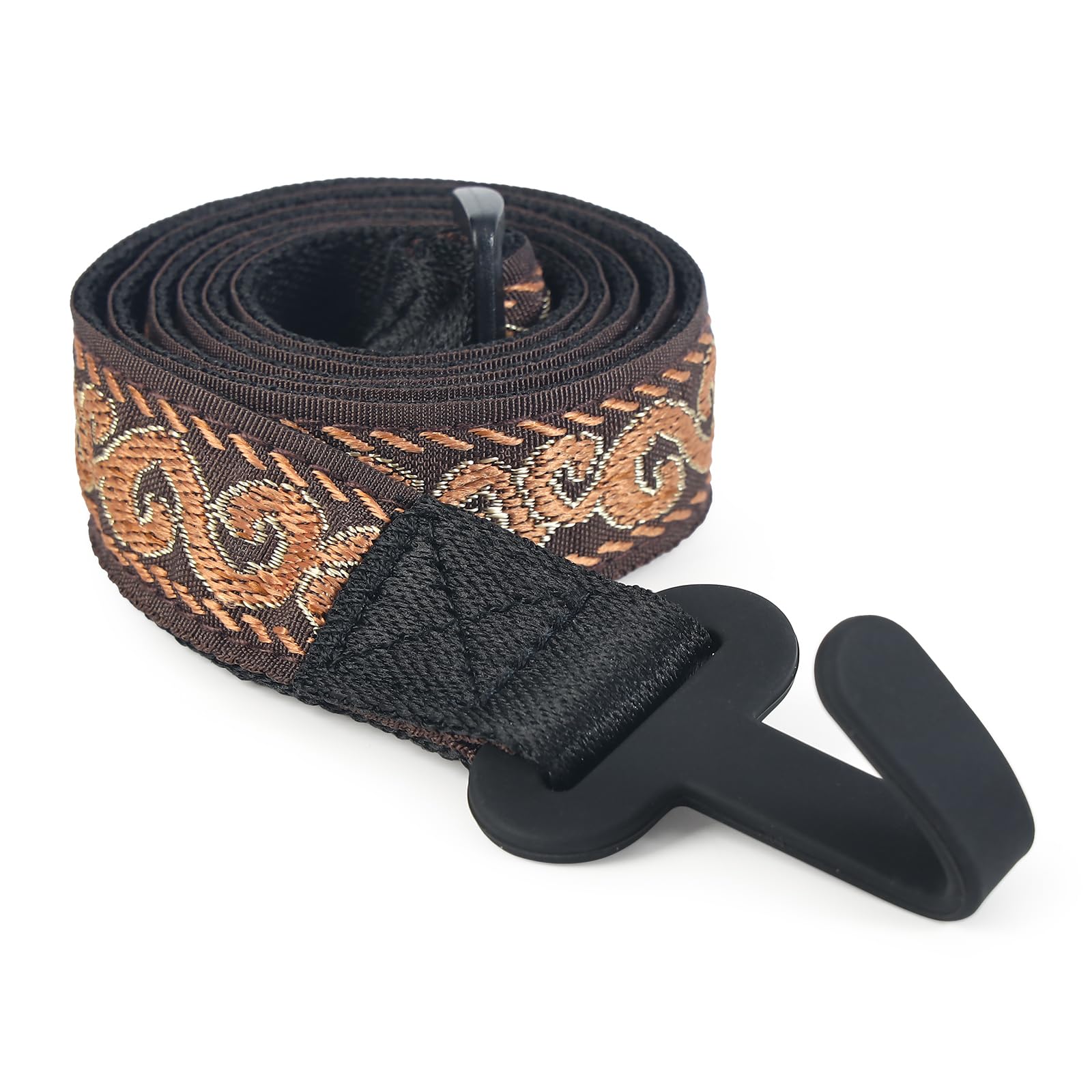 CLOUDMUSIC Ukulele Strap Clip On No Drill J Hook For Soprano Concert Tenor Baritone With Hawaiian Tribal Pattern(Vitage Pattern In Black)