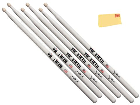 Vic Firth Signature Series Jojo Mayer Drumsticks – 3‑Pack Bundle with Austin Bazaar Polishing Cloth