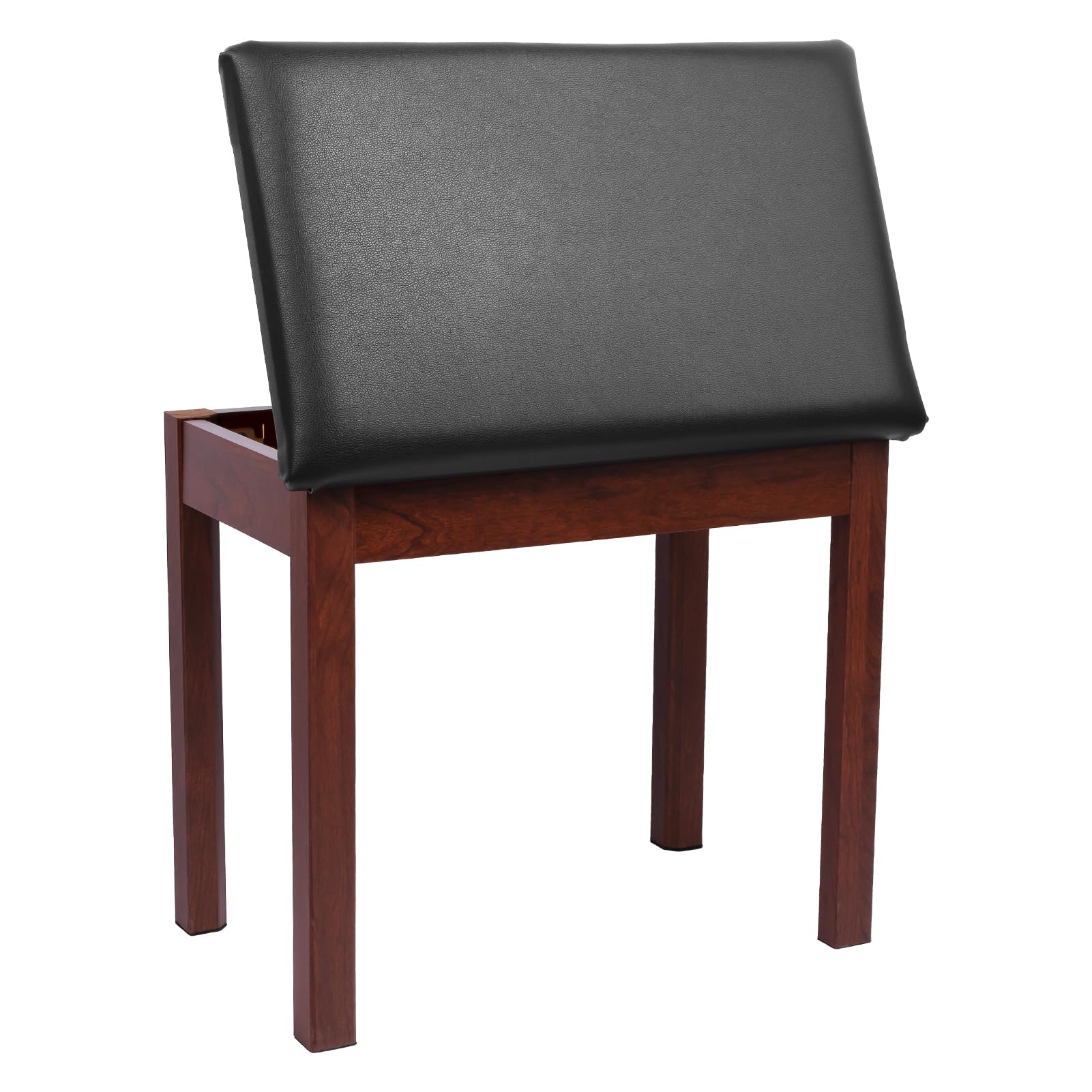 STRICH Piano Bench with Storage, Solid Wood Keyboard Bench Piano Bookcase Stool Chair Seat with Padded Cushion, Deep Brown