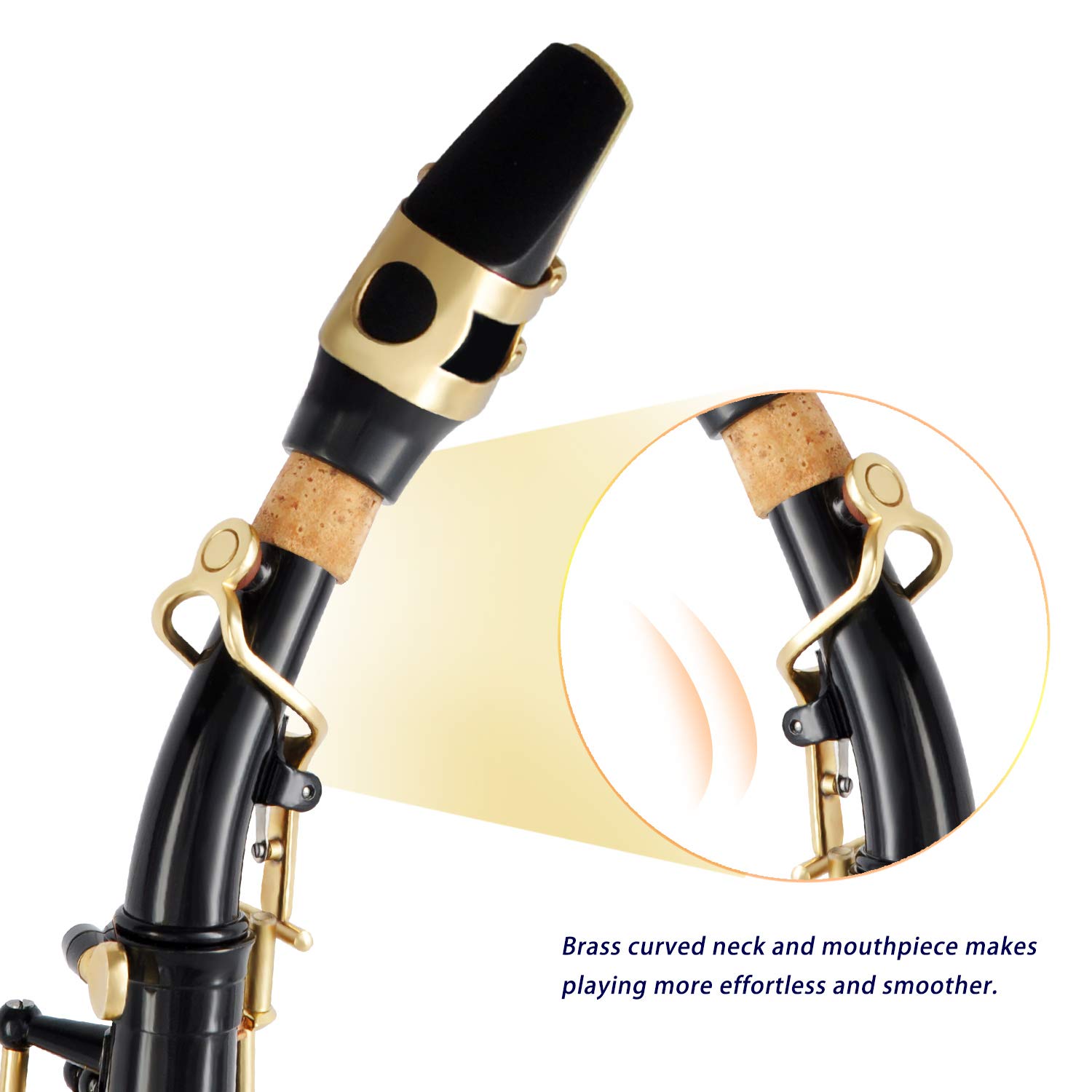 EASTROCK Bb Curved Soprano Saxophone Black for Beginners Students