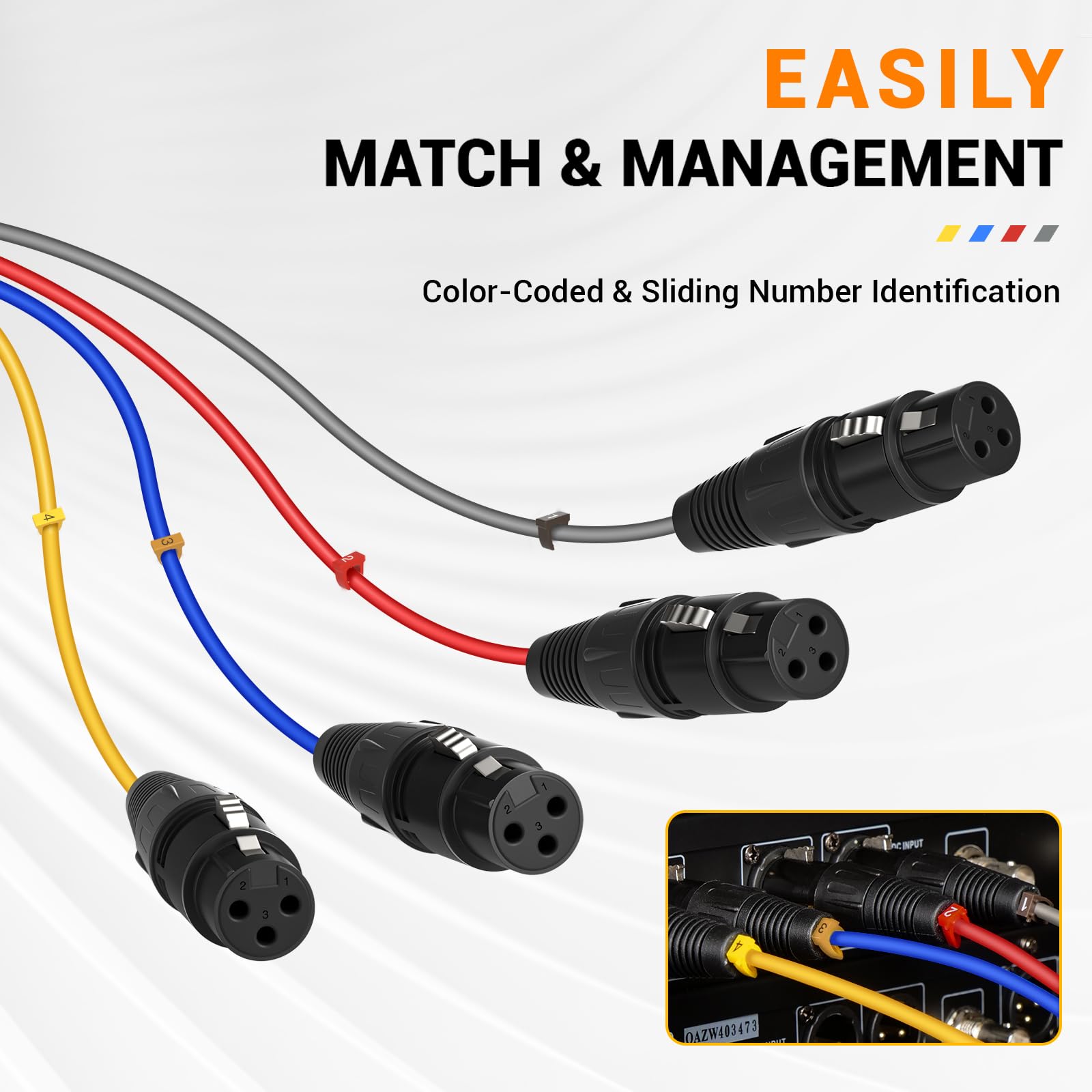 Phenyx Pro 4-Channel 3 ft XLR Microphone Snake Cable PCBL-4IN1-3-V2
