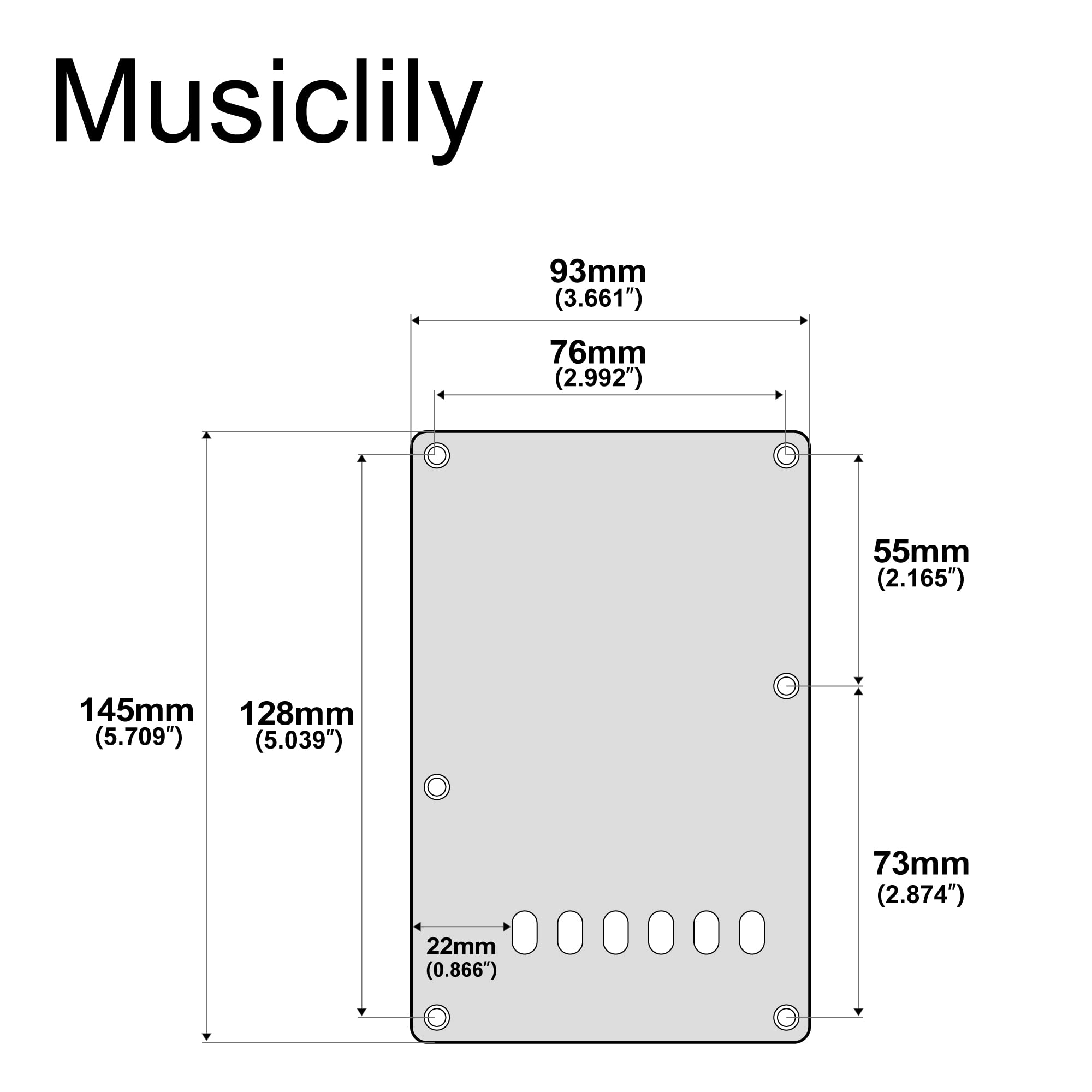 Musiclily Pickguard Strat Back Plate Tremolo Cavity Cover Vintage Style Backplate for Fender US/Mexico Made Standard Stratocaster Modern Style Electric Guitar,3Ply Black