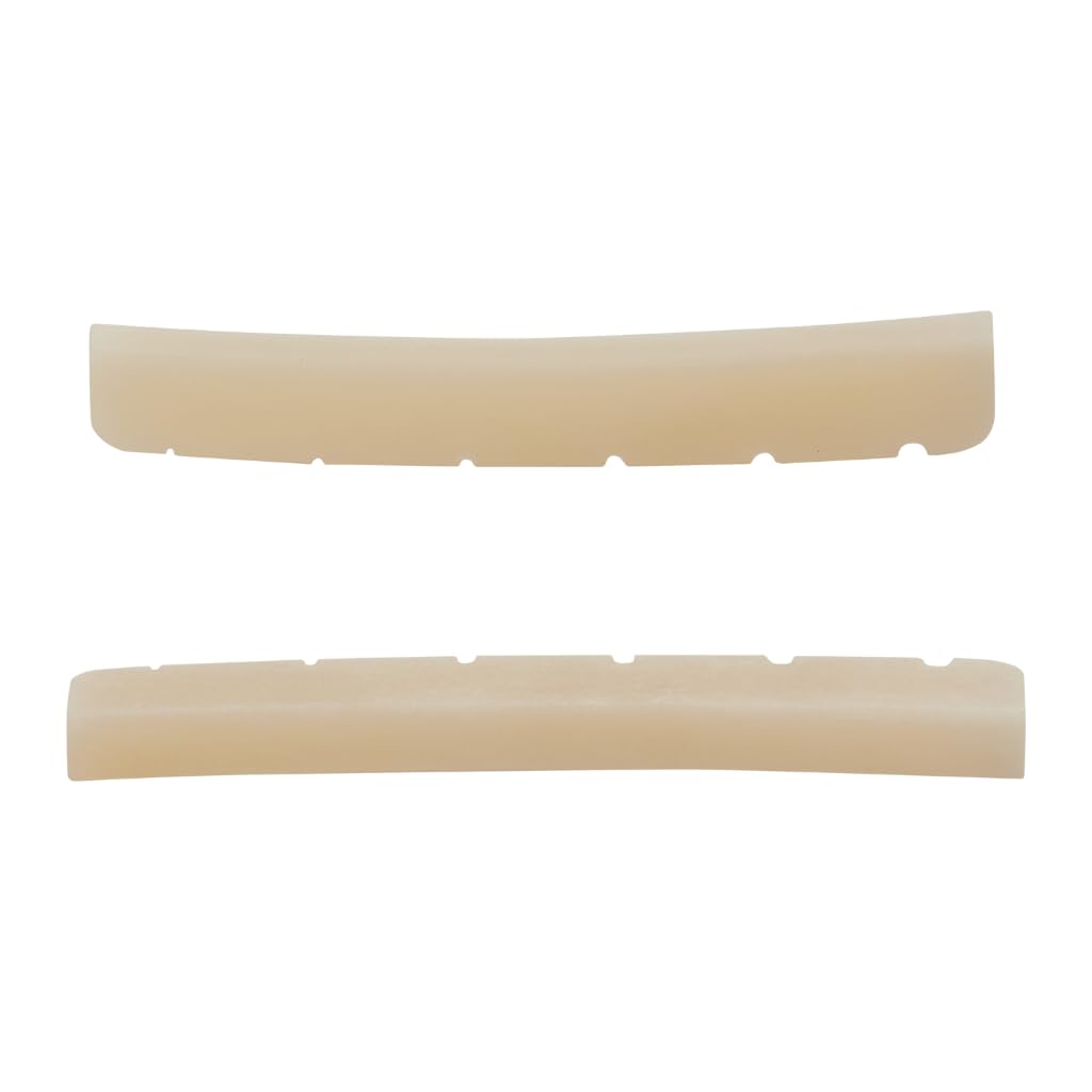 KAISH 2pcs Curved Bottom 9.5″ Radius * 42mm Length True Bone Nut Unbleached Pre-Slotted Bone Nut for Strat/Tele Guitars