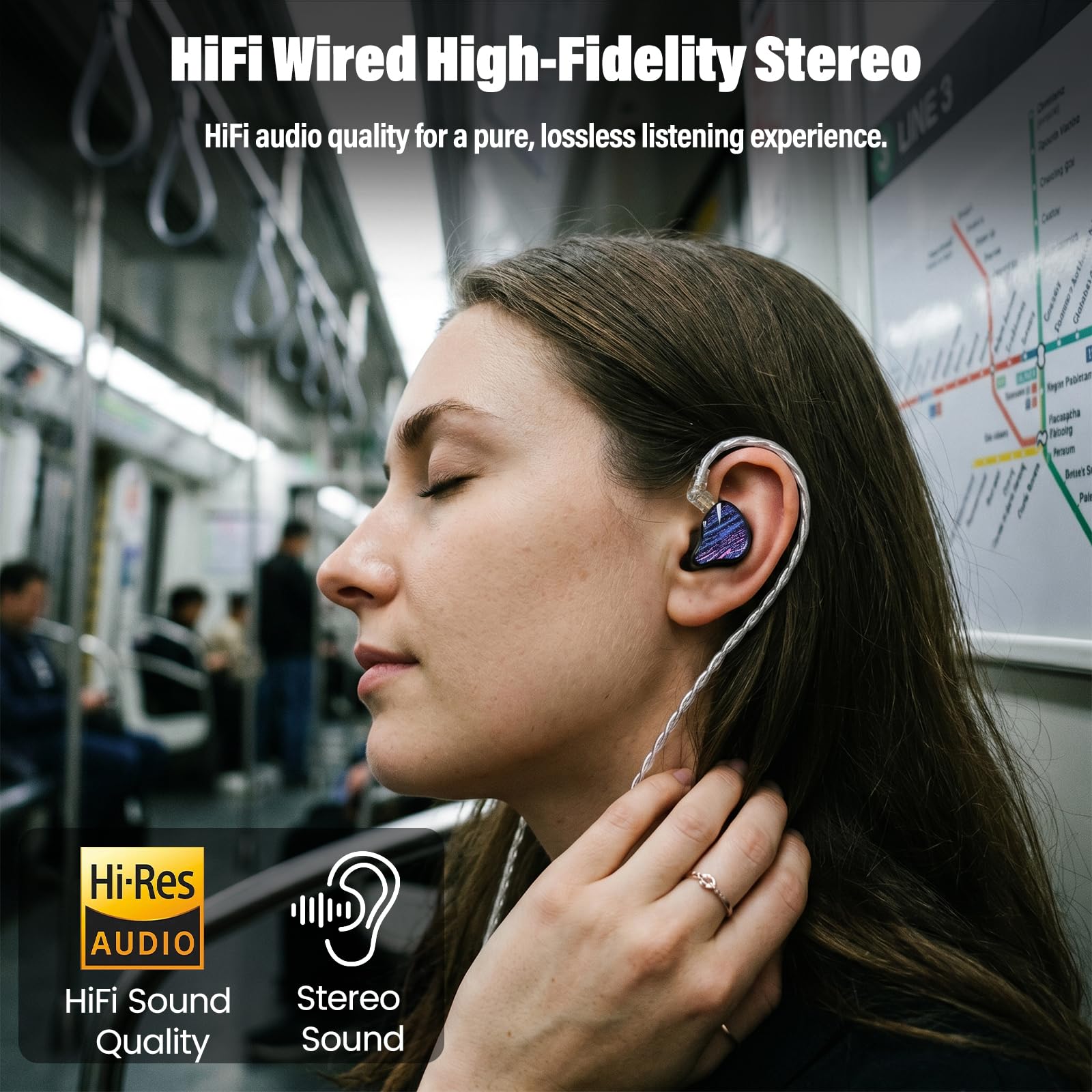 RooRuns HiFi in Ear Monitor Headphones, Wired Stereo IEM Earphones/Earbuds