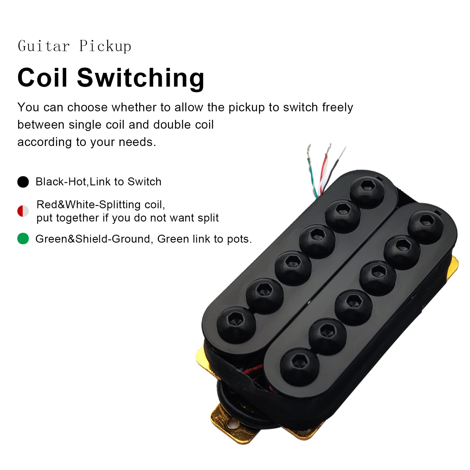 SAPHUE Adjustable Metal Double Coil Electric Guitar Pickups Humbucker Punk Neck/Bridge Pickup (Black)