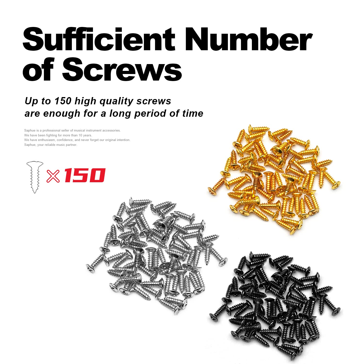 MAXCHEER 150Pack Guitar & Bass Pickguard Screws for Strat & Tele (Mixed Color 150 Pack)
