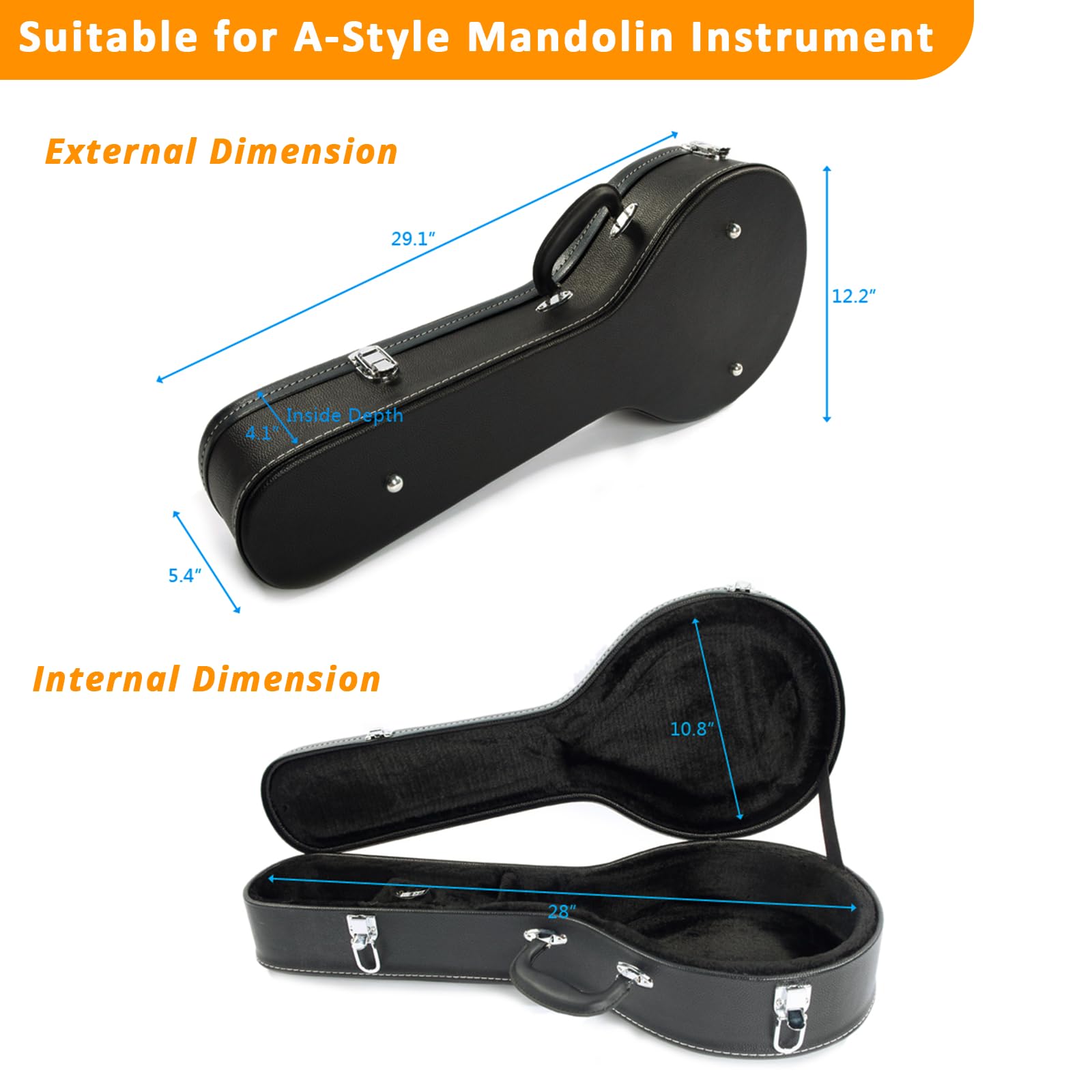 Ktaxon A-Style Mandolin Hard Case Deluxe Leather
