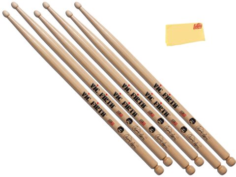 Vic Firth Signature Series Carmine Appice Drumsticks – 3‑Pack Bundle with Austin Bazaar Polishing Cloth