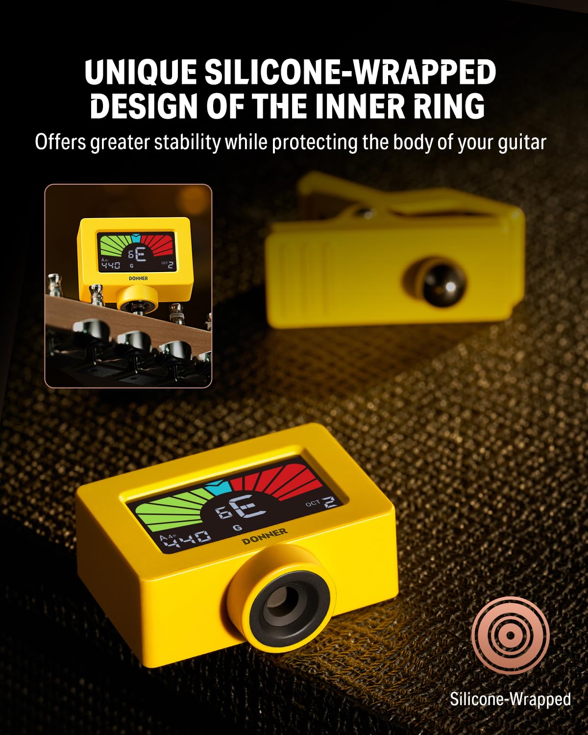 Donner Guitar Tuner Clip on Magnetic Tuner DT-10, Yellow