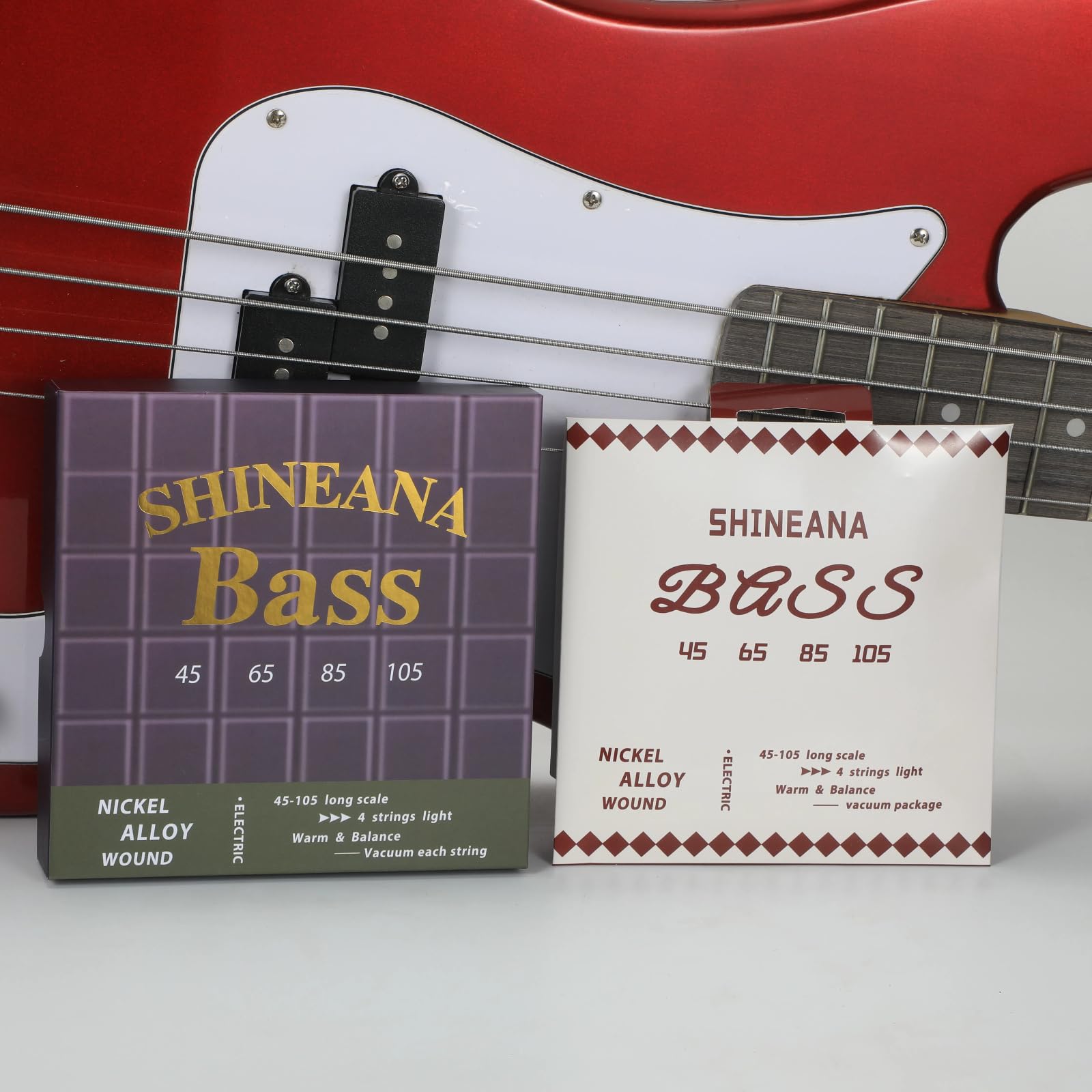 4-String Electric Bass Strings – Nickel Alloy Wound with German Hex Steel Core | Full Coated for Longevity | Vacuum Sealed (45-105 Medium) | Smooth Feel & Warm Tone (Light-coating)