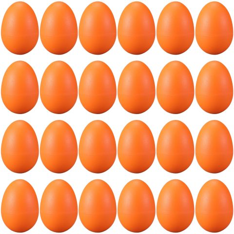 24 Pcs Orange Egg Shakers – Plastic Easter Egg Instruments Percussion Maracas Egg for Adult Early Education Toys for Learning DIY Painting (Orange)