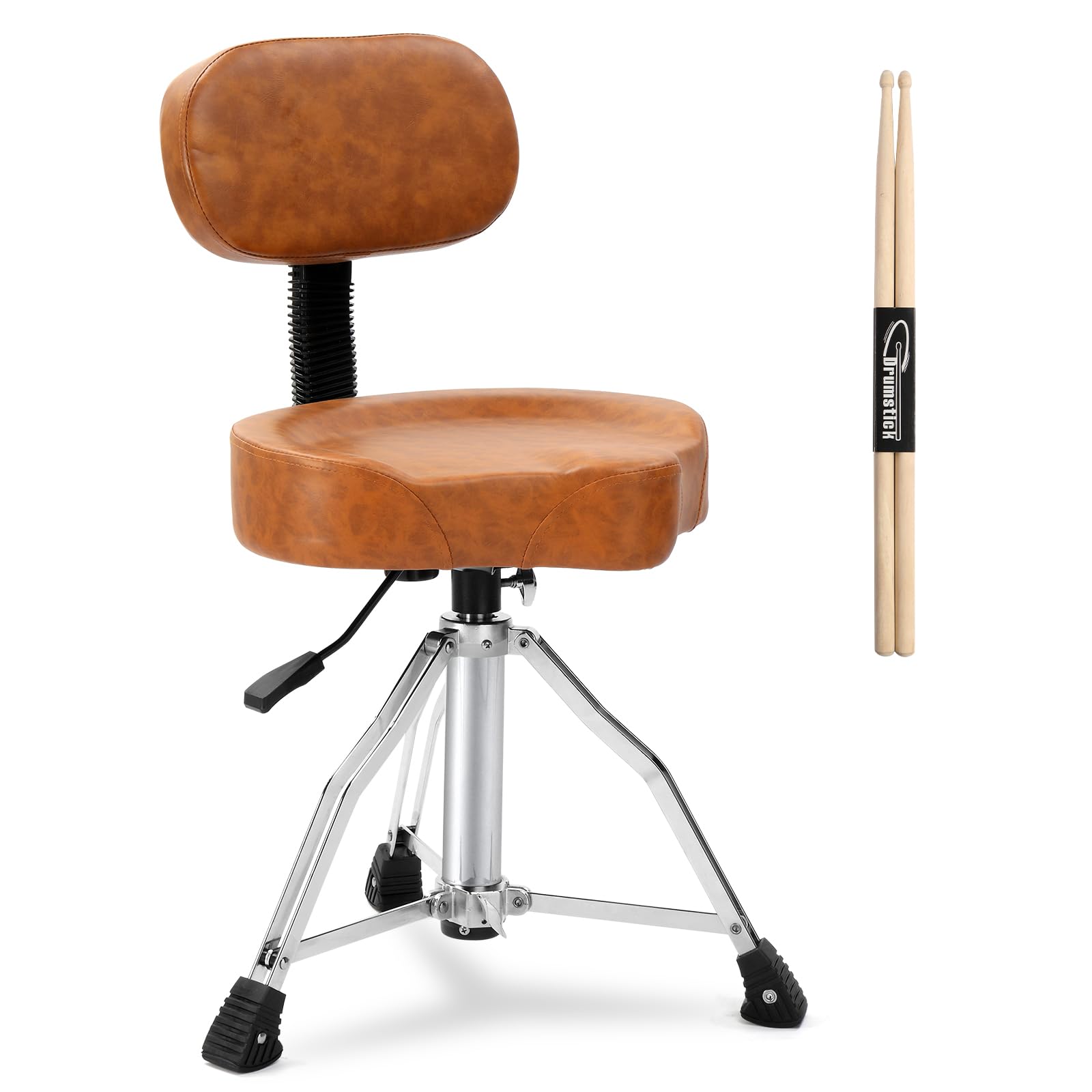 Ktaxon Drum Throne with Backrest with a Pair of Drum Sticks, Matte Brown