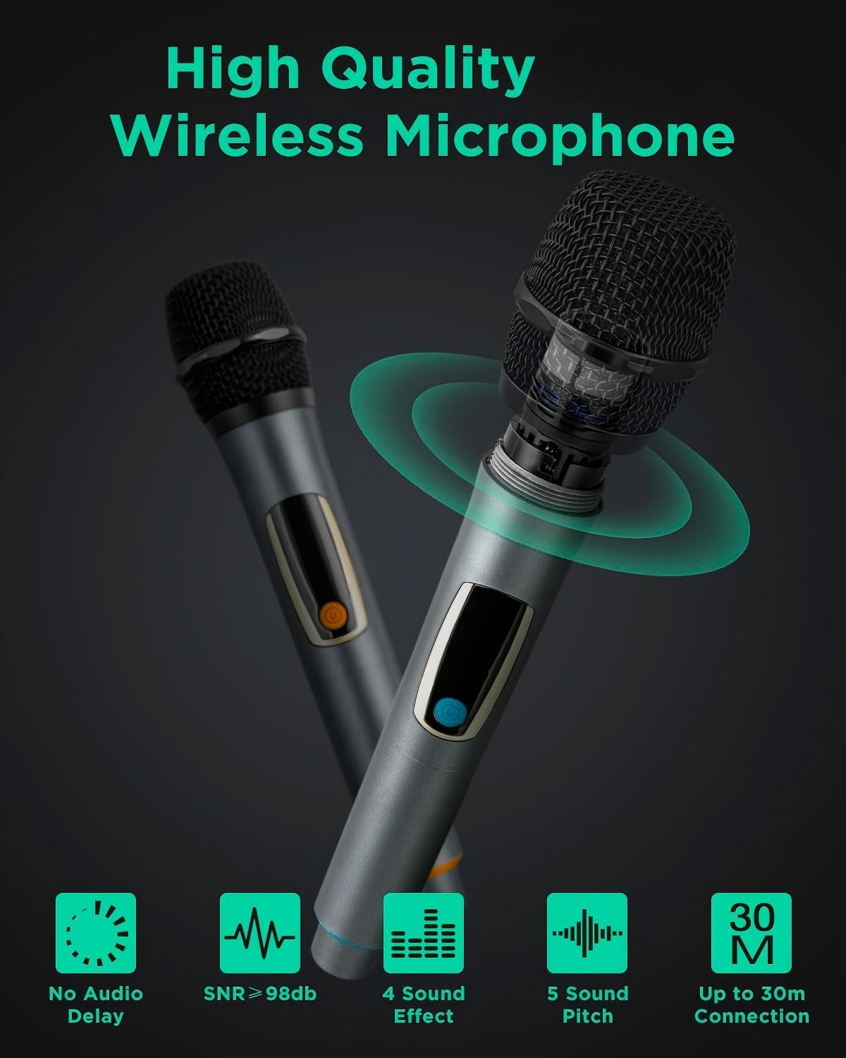 GPSK-1 DSP Bluetooth Karaoke Machine with 2 Microphones for Karaoke Parties and Live Streaming, Professional Karaoke Speaker with Digital Recording,Sound Effect,DJ Lights,FM (6.5 inch)