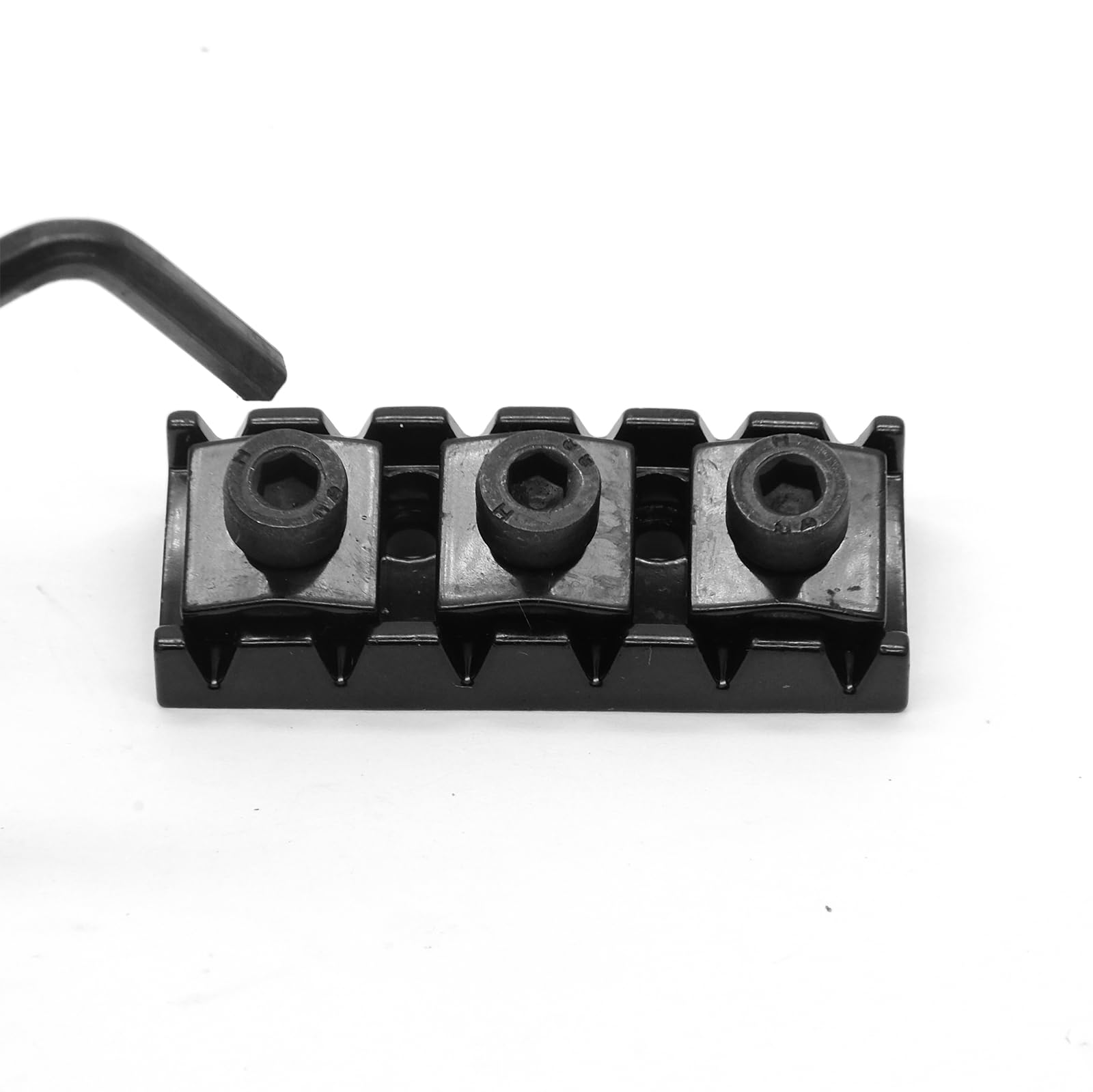 harpfeas 43mm Guitar Metal Locking Nut String Lock for Floyd Rose Style Electric Guitar Tremolo Double Lock System (Black)